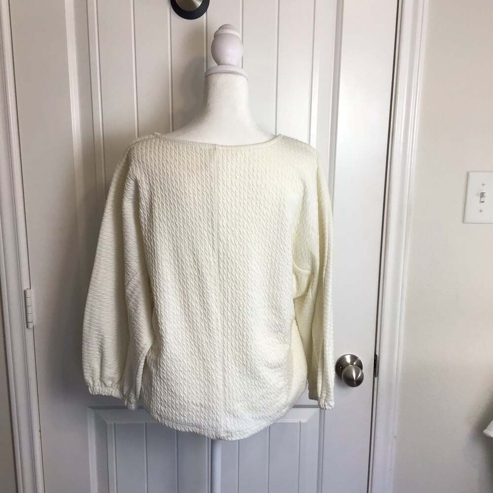 Anthropologie Arya White Cream Textured Long Sleeve Pullover Top Size M - Picture 4 of 11